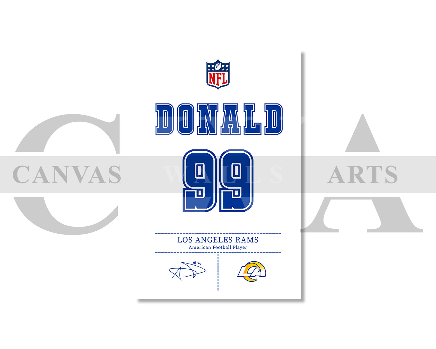 Aaron Donald Canvas Wall Art - NFL Jersey Poster | Ready to Hang Sports Canvas Print