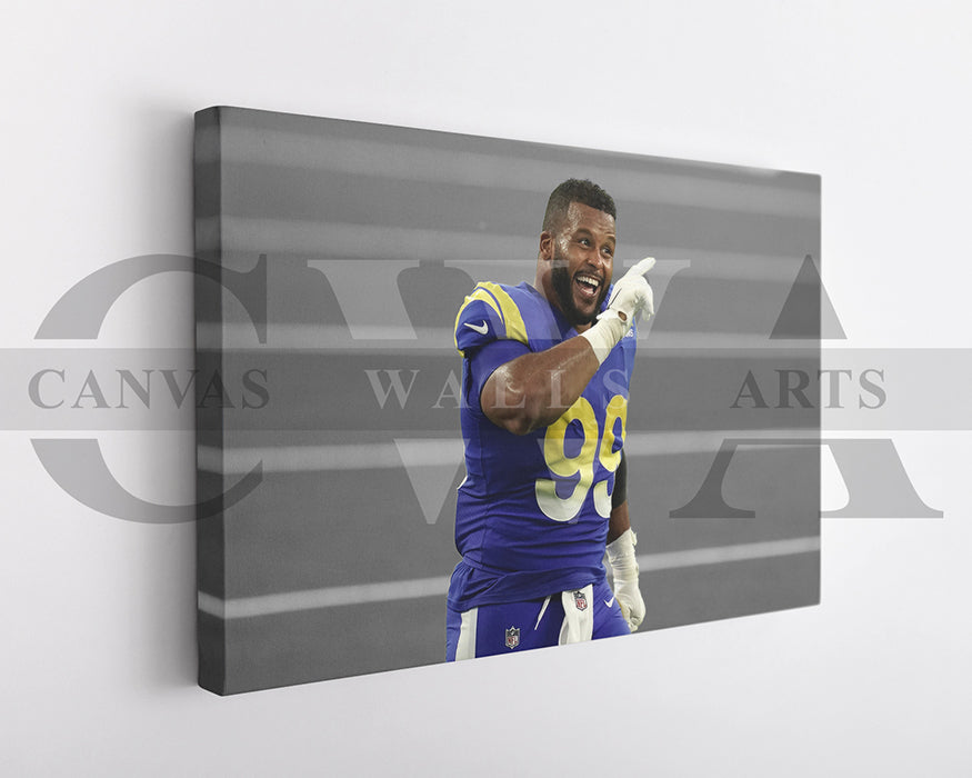 Aaron Donald Black & White Canvas Art American Football Canvas Wall Art