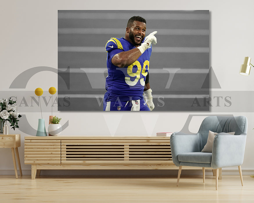 Aaron Donald Black & White Canvas Art American Football Canvas Wall Art