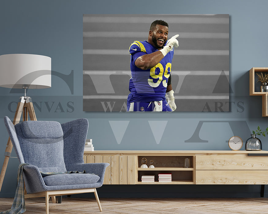 Aaron Donald Black & White Canvas Art American Football Canvas Wall Art