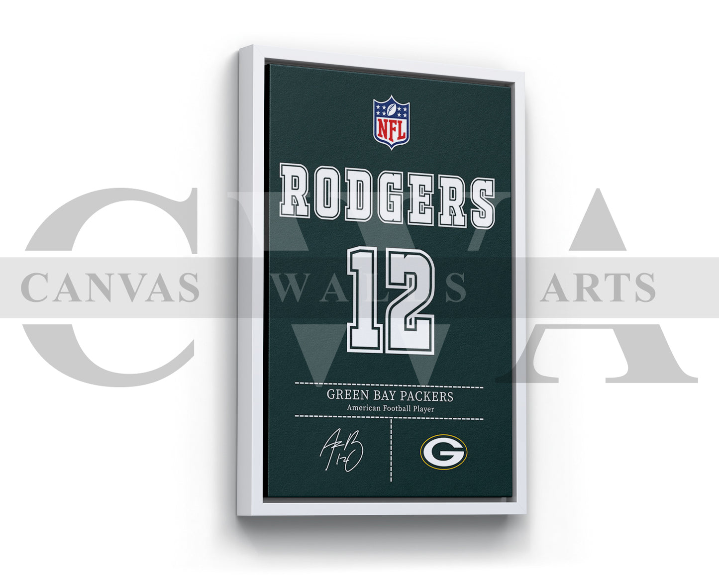 Aaron Rodgers Canvas Wall Art - NFL Jersey Poster | Ready to Hang Sports Canvas Print