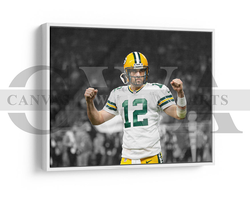 Aaron Rodgers Black & White Canvas Art American Football Canvas Wall Art