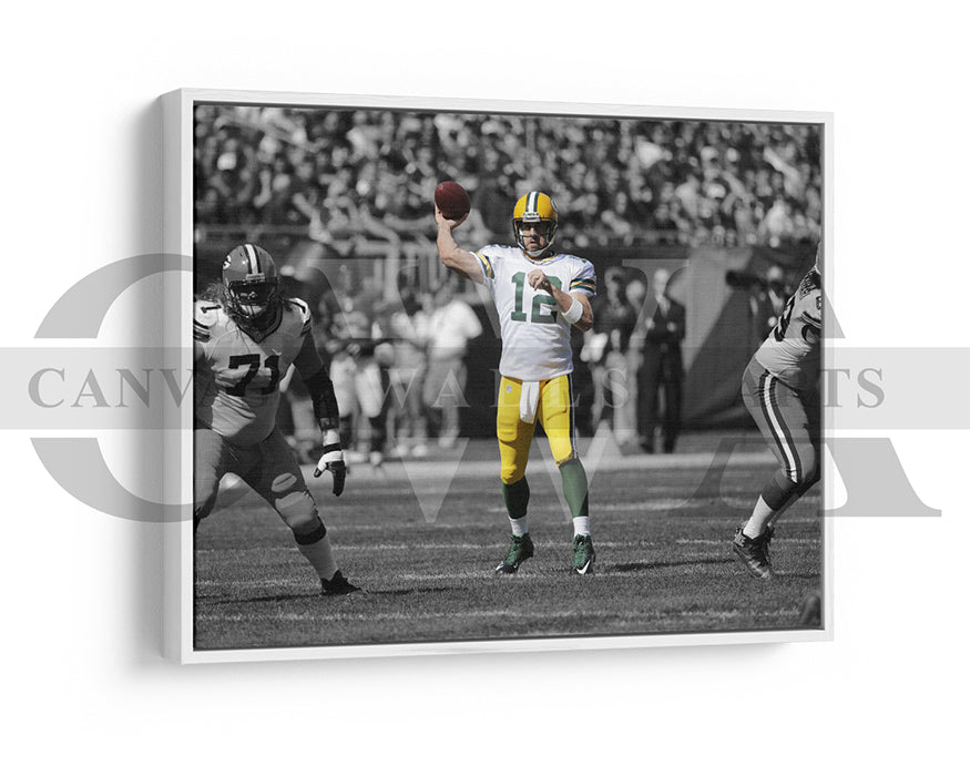Aaron Rodgers Black & White Canvas Art American Football Canvas Wall Art