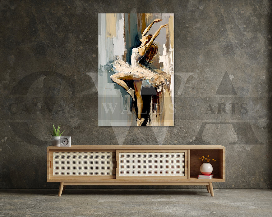 Abstract Ballerina with Brushstrokes Canvas Wall Art