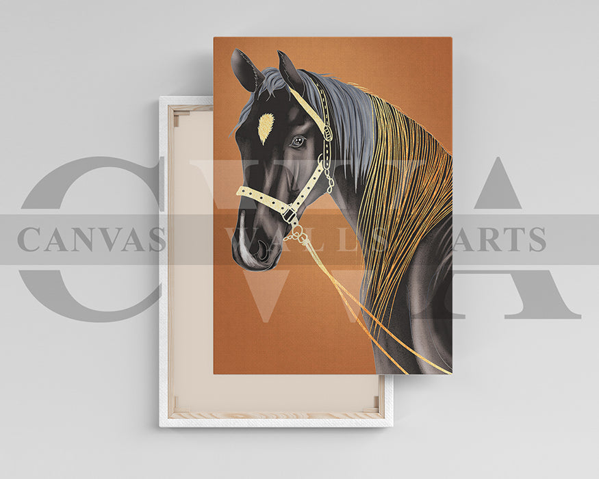 Abstract Black Horse Canvas Wall Art