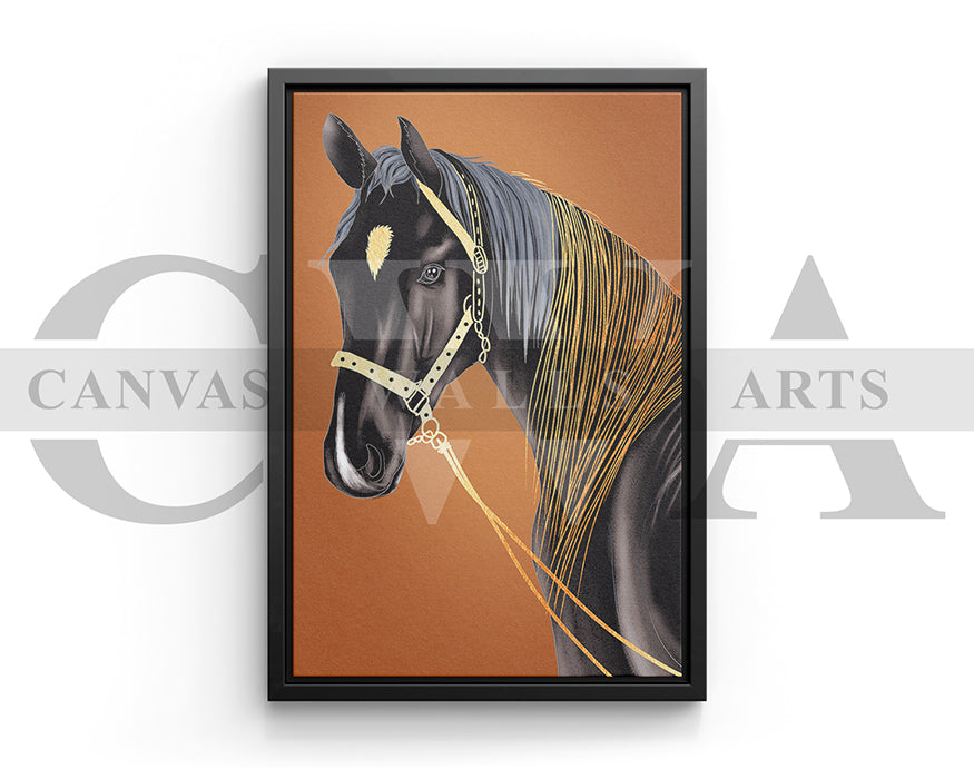 Abstract Black Horse Canvas Wall Art