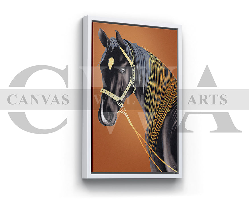 Abstract Black Horse Canvas Wall Art