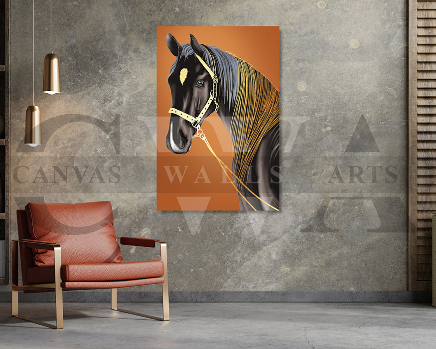 Abstract Black Horse Canvas Wall Art