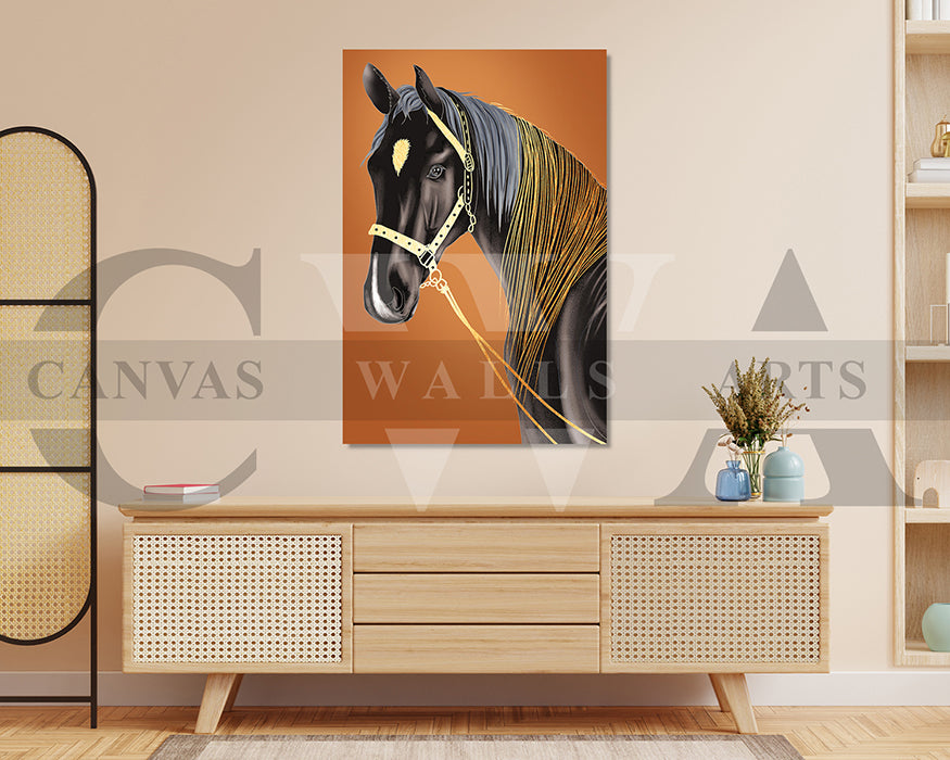 Abstract Black Horse Canvas Wall Art