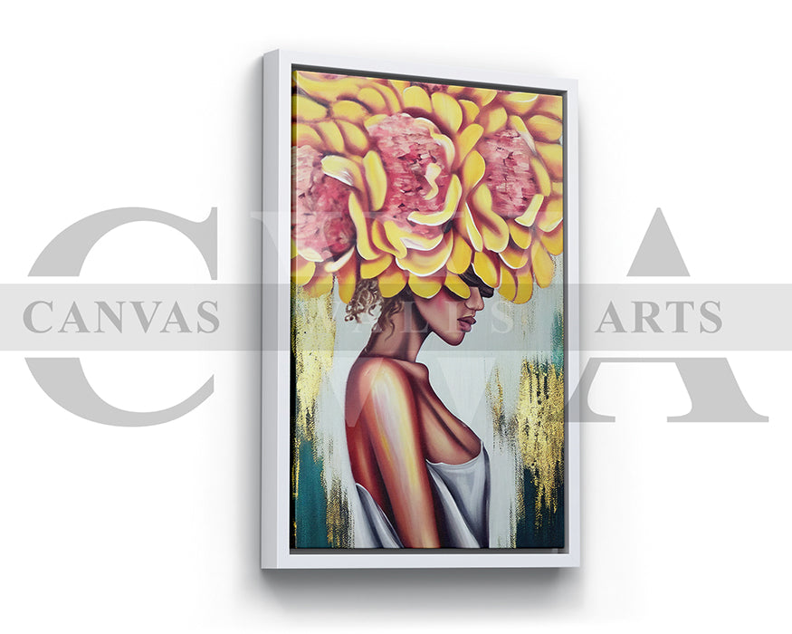 Abstract Flower Head Woman Canvas Wall Art