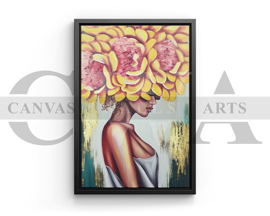 Abstract Flower Head Woman Canvas Wall Art