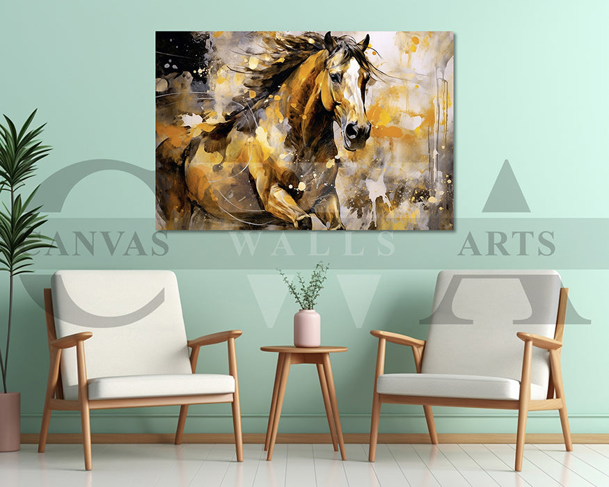 Abstract Paint Horse Canvas Wall Art