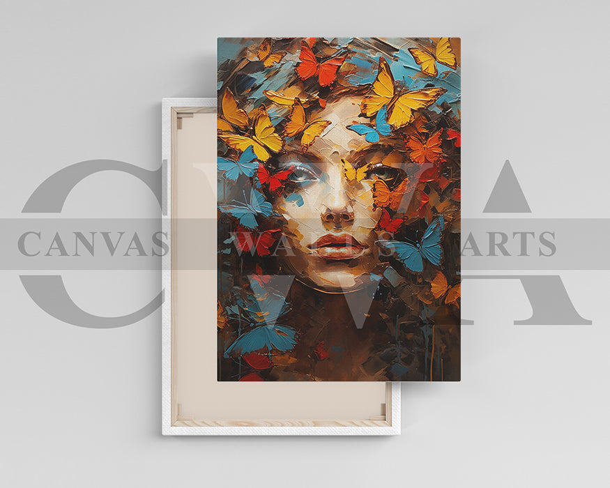 Abstract Woman Butterfly Canvas Wall Art
