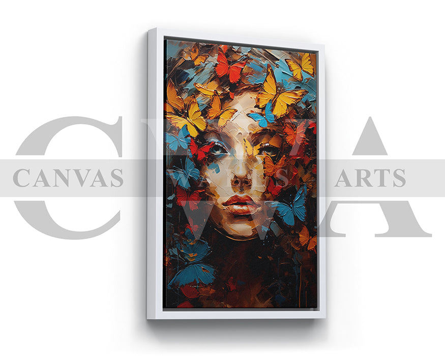 Abstract Woman Butterfly Canvas Wall Art