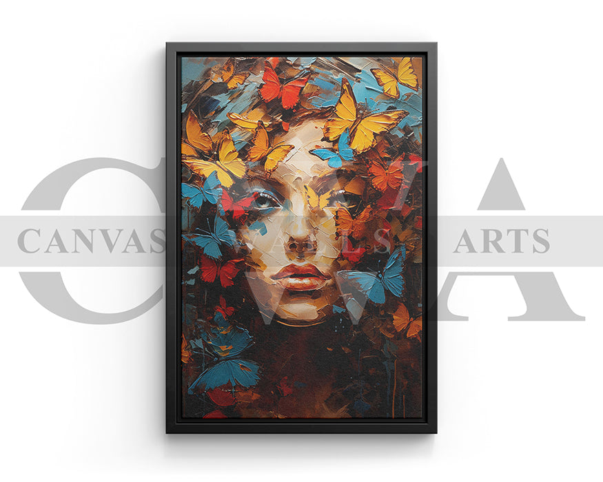 Abstract Woman Butterfly Canvas Wall Art