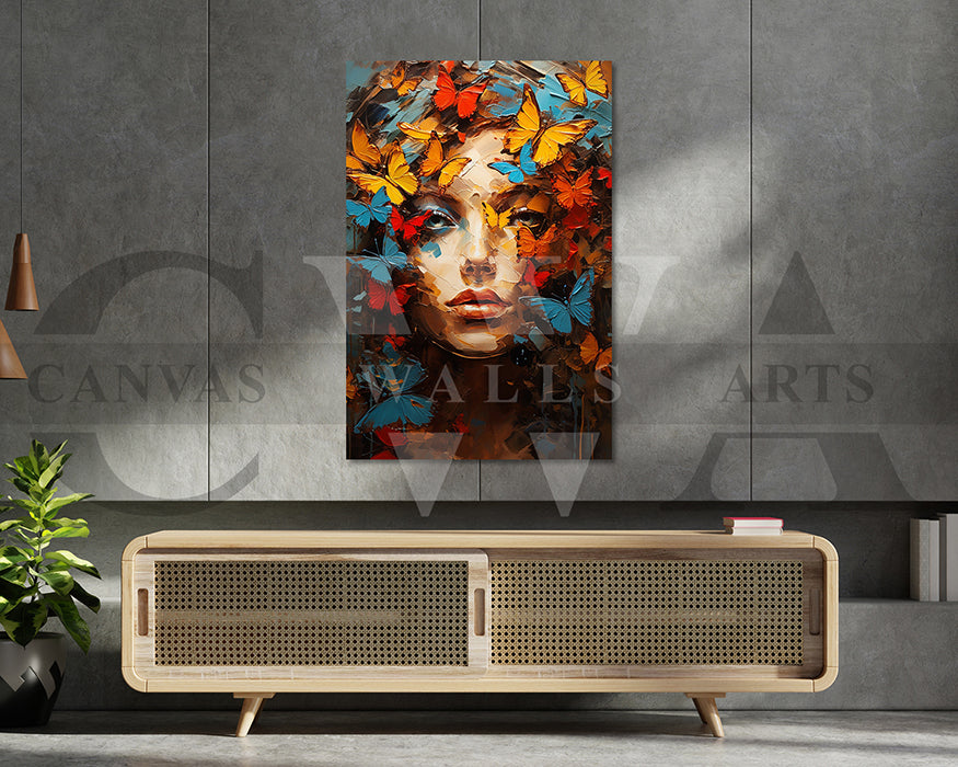 Abstract Woman Butterfly Canvas Wall Art