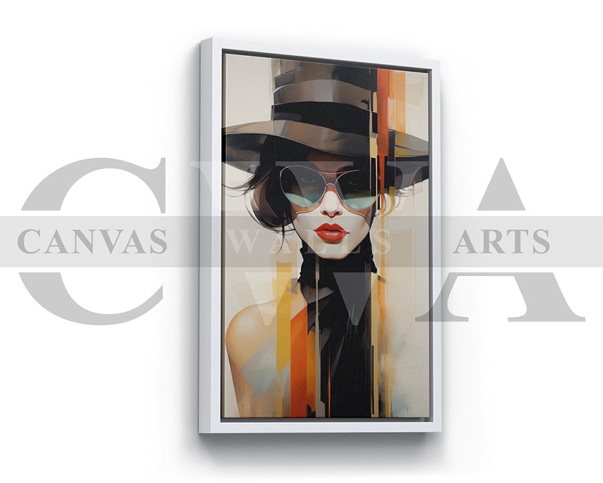 Abstract Woman Cap Painting Canvas Wall Art