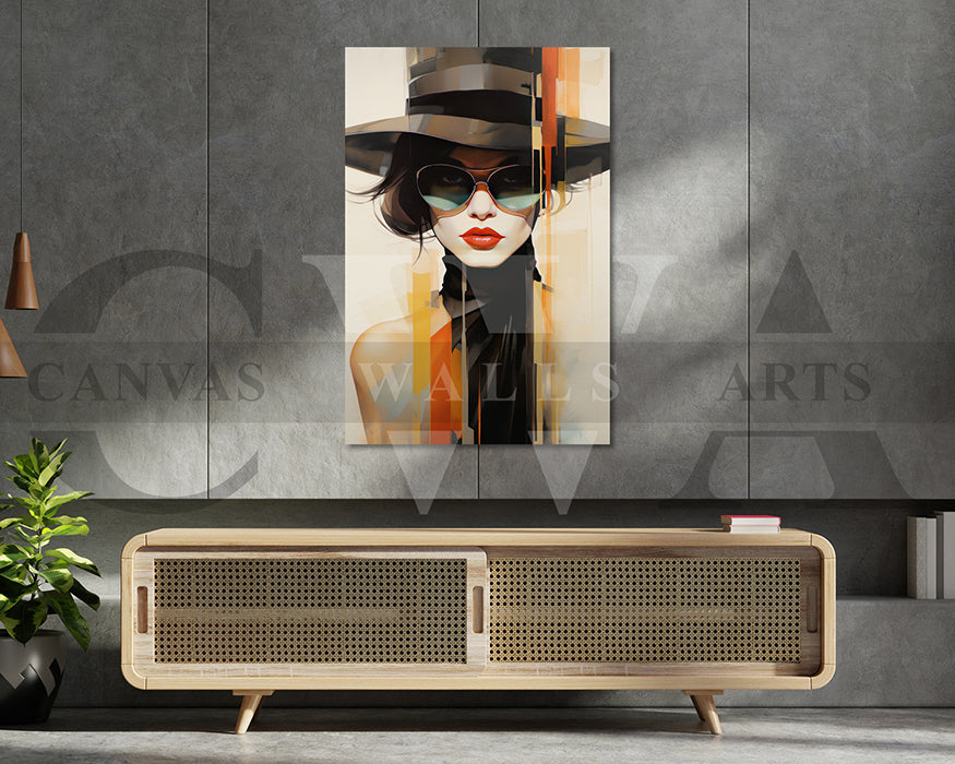 Abstract Woman Cap Painting Canvas Wall Art