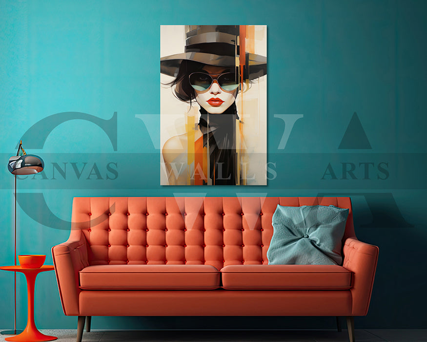 Abstract Woman Cap Painting Canvas Wall Art