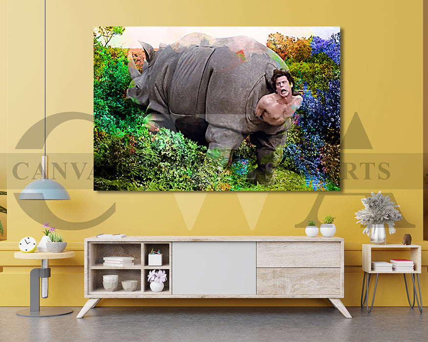 Ace Ventura Rhino Birth Canvas Wall Art Abstract Movie Poster Print