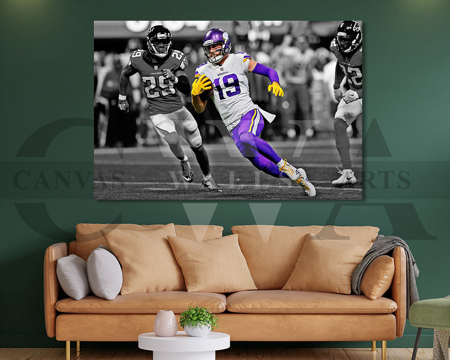 Adam Thielen Black & White Canvas Art American Football Canvas Wall Art