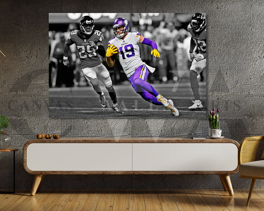 Adam Thielen Black & White Canvas Art American Football Canvas Wall Art