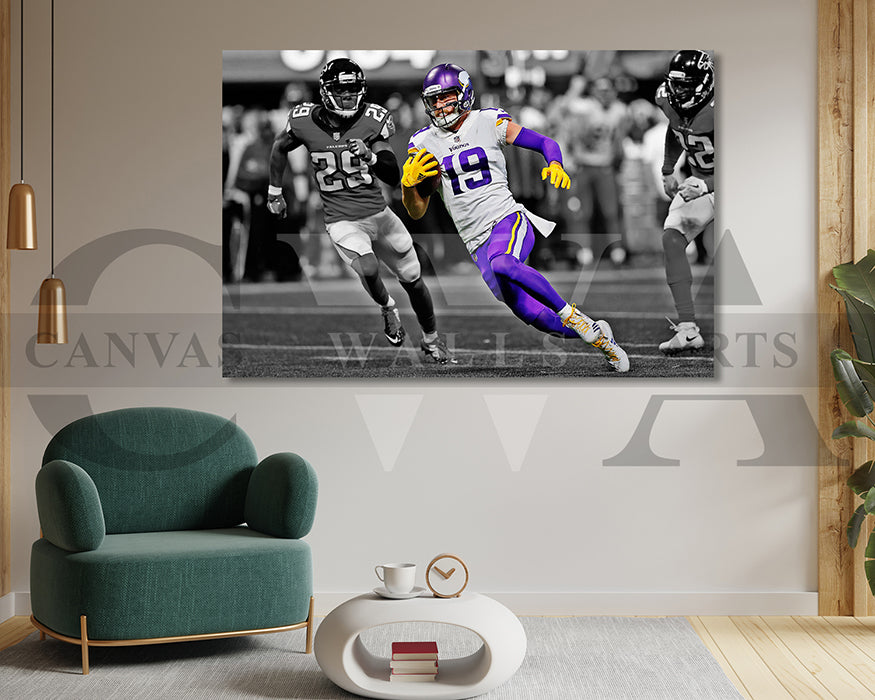 Adam Thielen Black & White Canvas Art American Football Canvas Wall Art