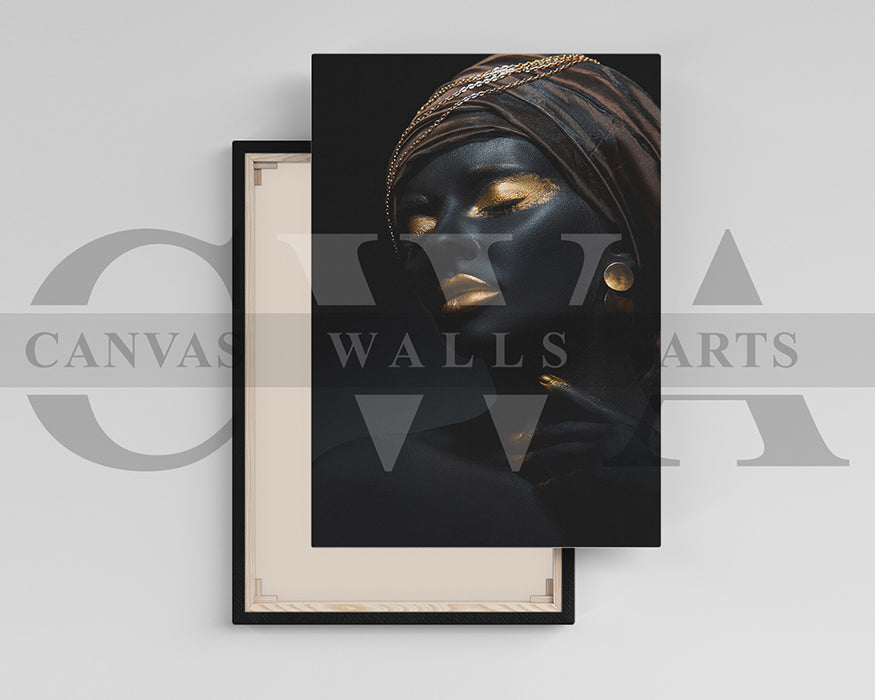 African Black and Gold Woman Canvas Print