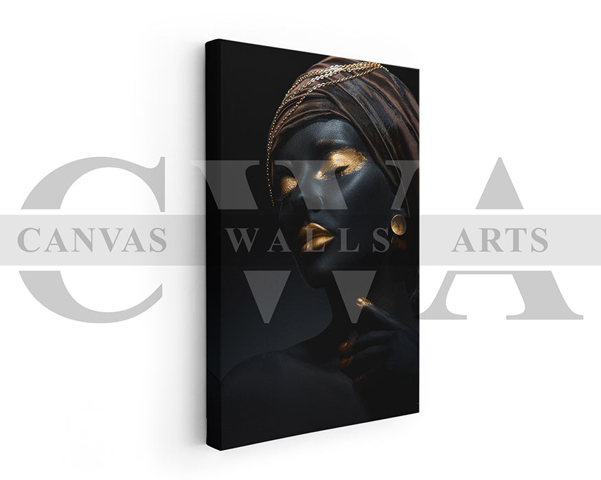 African Black and Gold Woman Canvas Print
