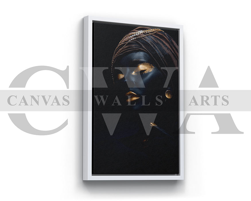 African Black and Gold Woman Canvas Print