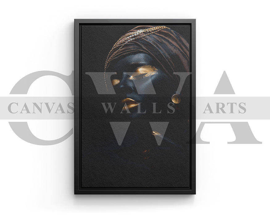 African Black and Gold Woman Canvas Print