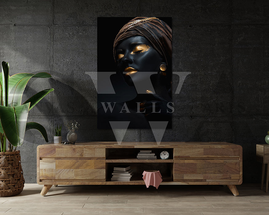 African Black and Gold Woman Canvas Print