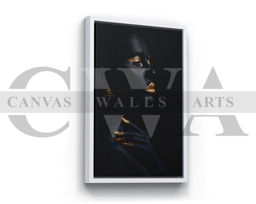 African Black and Gold Woman Canvas Wall Art