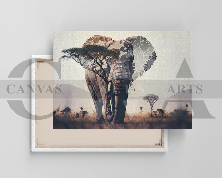 African Elephant Canvas Wall Art Animal Poster Print