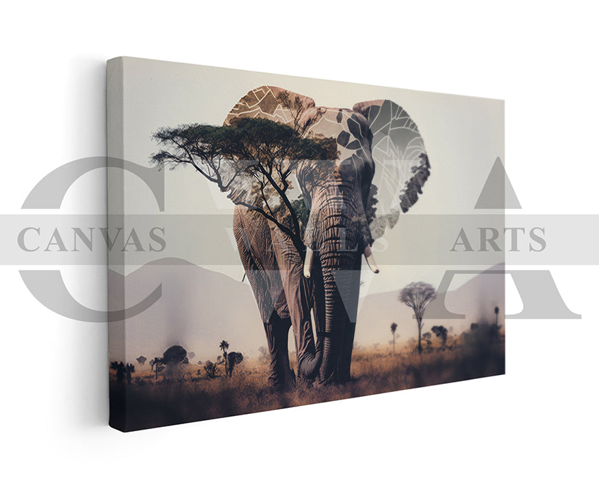 African Elephant Canvas Wall Art Animal Poster Print