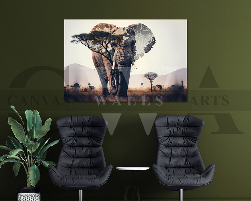 African Elephant Canvas Wall Art Animal Poster Print