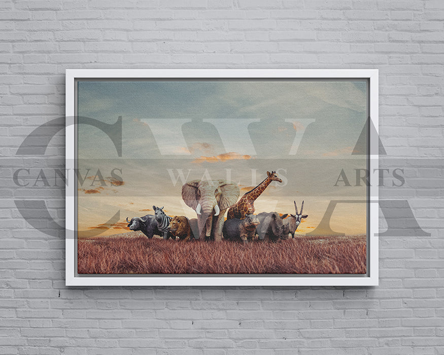 African Safari Animals Canvas Wall Art Animal Poster Print