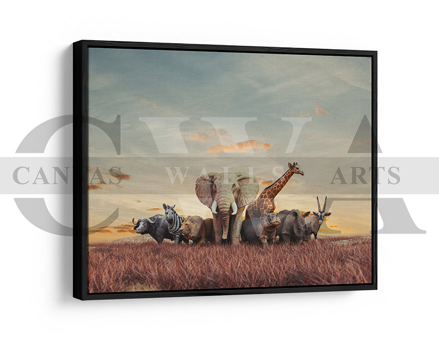 African Safari Animals Canvas Wall Art Animal Poster Print