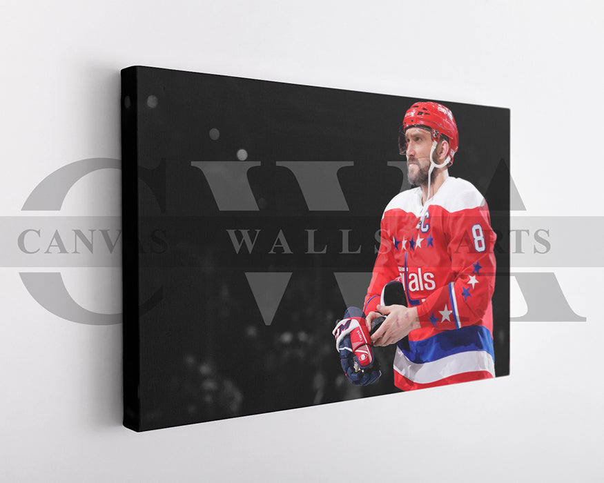 Alexander Ovechkin Black & White Canvas Art Ice hockey Canvas Wall Art