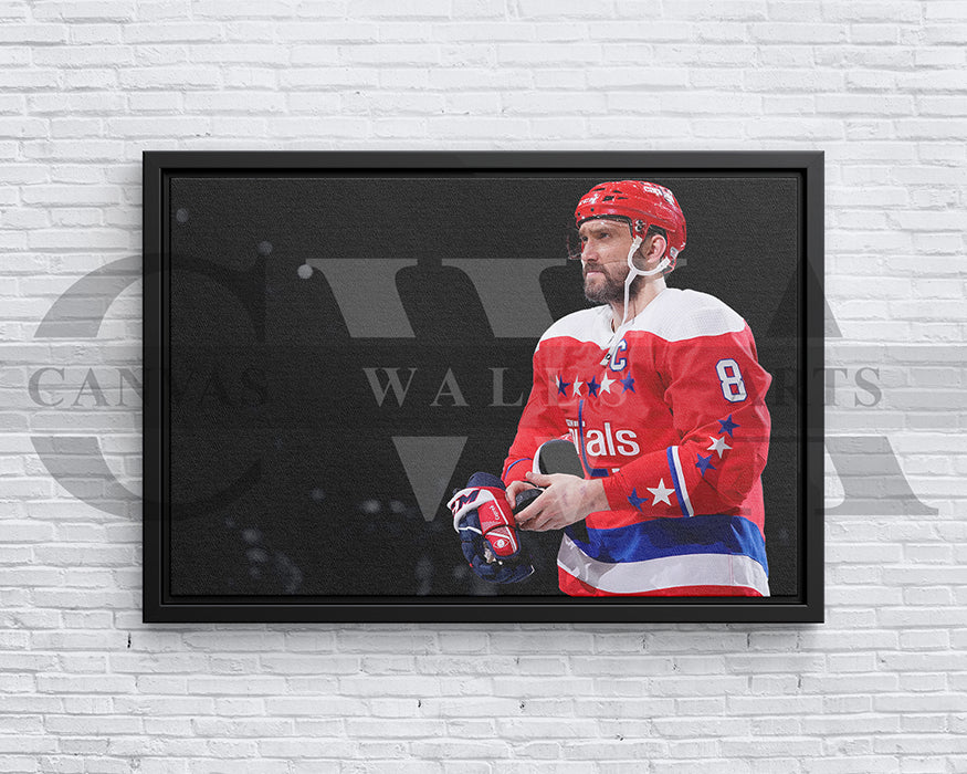 Alexander Ovechkin Black & White Canvas Art Ice hockey Canvas Wall Art