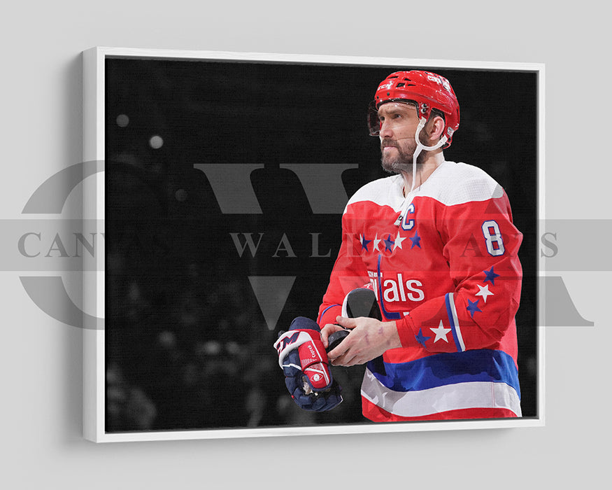 Alexander Ovechkin Black & White Canvas Art Ice hockey Canvas Wall Art