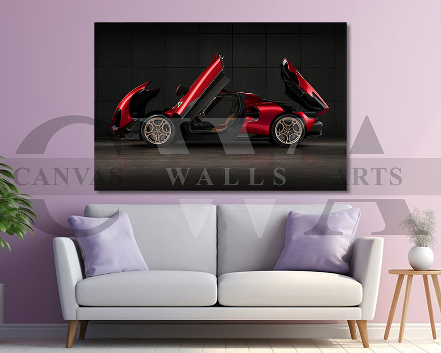 Alfa Romeo 33 Stradale Canvas Wall Art Sports Car Poster Print
