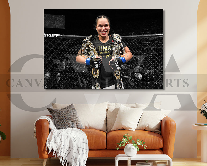 Amanda Nunes Black & White Canvas Art MMA Canvas Wall Art