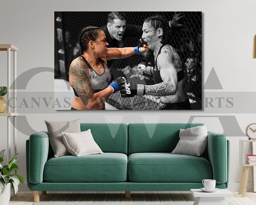 Amanda Nunes Black & White Canvas Art MMA Canvas Wall Art