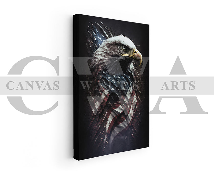 American Eagle USA Flag Canvas Wall Art