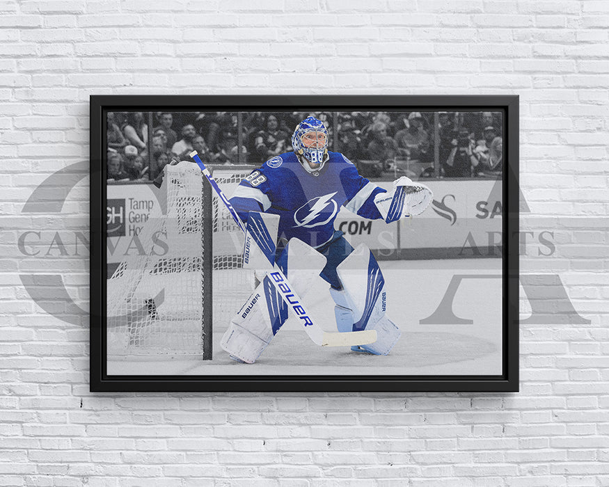 Andrei Vasilevskiy Black & White Canvas Art Ice hockey Canvas Wall Art