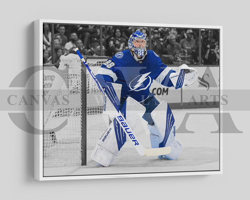 Andrei Vasilevskiy Black & White Canvas Art Ice hockey Canvas Wall Art