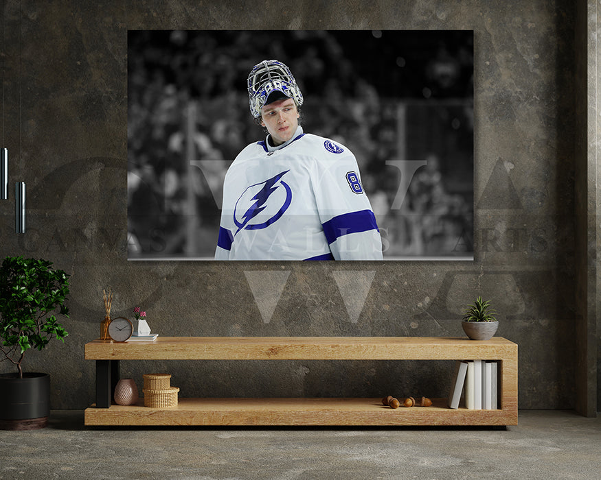 Andrei Vasilevskiy Black & White Canvas Art Ice hockey Canvas Wall Art