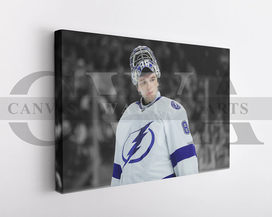 Andrei Vasilevskiy Black & White Canvas Art Ice hockey Canvas Wall Art