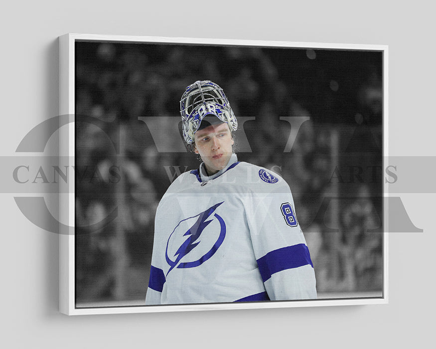 Andrei Vasilevskiy Black & White Canvas Art Ice hockey Canvas Wall Art
